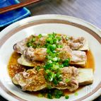 乗せて蒸すだけ！ナスの豚肉のっけ蒸し　味噌しょうがだれ