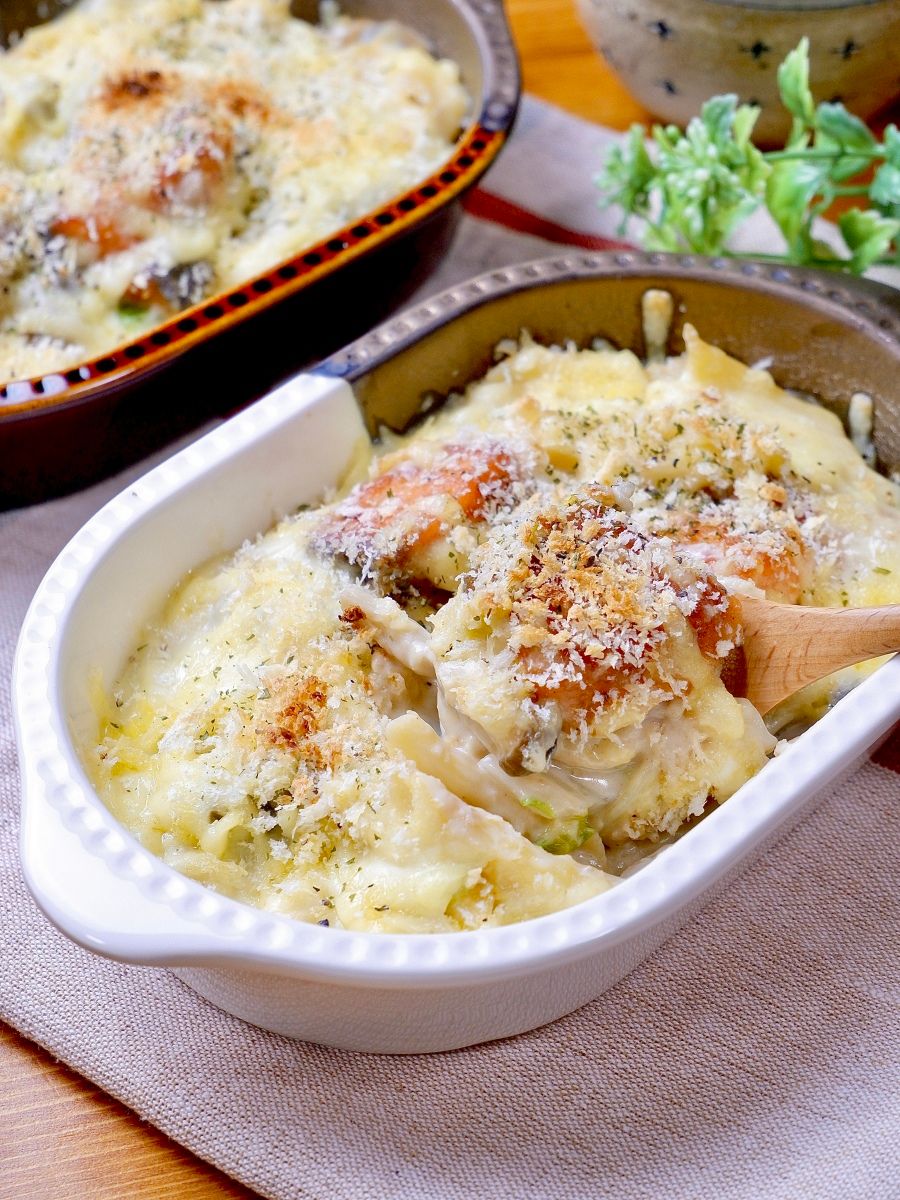 フライパンで作る 鮭と白菜ときのこの和風マカロニグラタン レシピサイト Nadia ナディア プロの料理家のおいしいレシピ