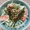 よっこの作ってみた!投稿(ゴロっとカニカマと水菜の和風わさびマヨネーズ和え😘🍶)