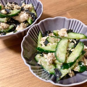 ゆかりの作ってみた!投稿(【豆腐ときゅうりの海苔胡麻サラダ】節約サラダ♫)