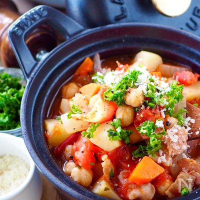 【お豆たっぷり簡単ミネストローネ】食物繊維でヘルシースープ