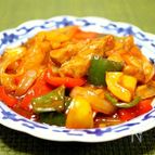 豚ヒレ肉でチリソース炒め