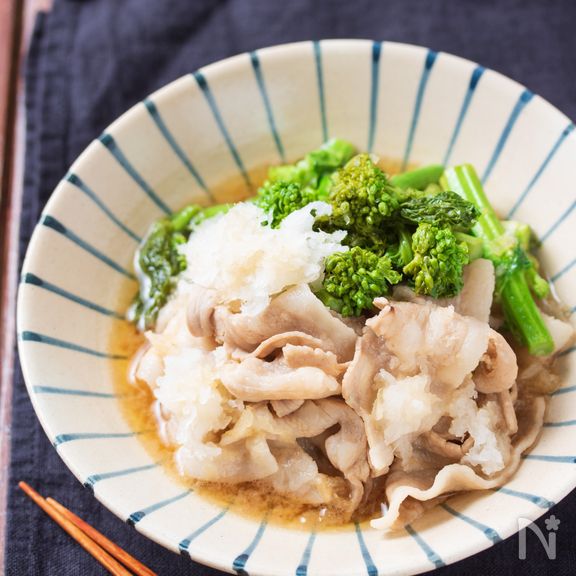 豚バラと菜の花のおろしポン酢煮【#簡単#時短#調味料2つ】
