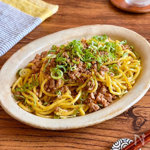 ひき肉と麺でパパッと♪【肉みそ焼きそば】
