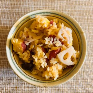 puricoの作ってみた!投稿(白だしと味噌で極旨《秋野菜の炊き込みご飯》)