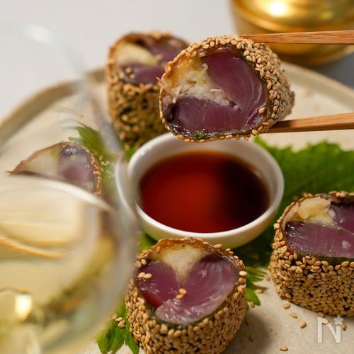 見応え食べ応え抜群のおつまみ‼︎『カツオの生春巻』