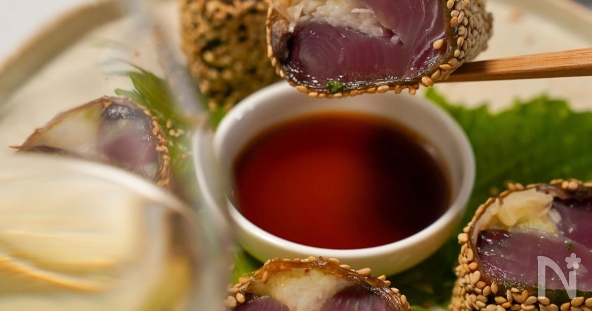 見応え食べ応え抜群のおつまみ‼︎『カツオの生春巻』