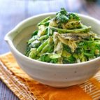 【らくレピ】ポリ袋で！春菊と春キャベツのごまマヨ和え