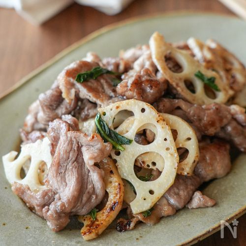 シャキシャキ【豚こまと蓮根の塩きんぴら】
