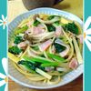 チョロリスの作ってみた!投稿(簡単!『ほうれん草とベーコンとしめじの醤油パスタ』)