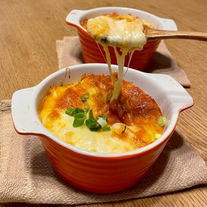 グリーンラテの作ってみた!投稿(ホワイトソース不要【とろっとろ長芋の味噌キムチグラタン】)