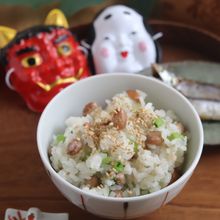 節分豆が余ったら!炒り豆と青菜のまめ菜めし
