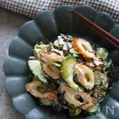 【簡単・節約人気おかず】ちくわとごま昆布ときゅうりのサラダ