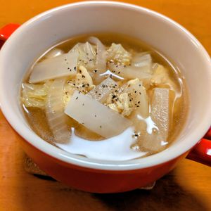 ゆきまる🐬🫧の作ってみた!投稿(炒め大根と白菜の卵スープ・炒める事でこくアップ！)