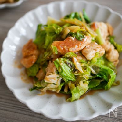 ささみときゃべつのオイスター味噌炒め