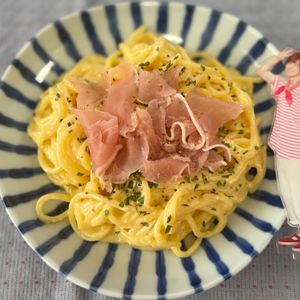 さとぽんの作ってみた!投稿(ヘルシー*冷製カルボナーラ(生クリーム&牛乳不使用))