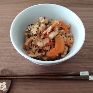 ゆの作ってみた!投稿(旨味釜飯「塩昆布とホタテの釜飯」)