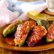 ピーマンの肉詰め照り焼き風