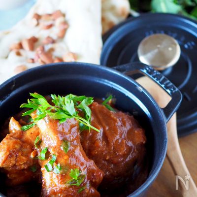 ナンで食べる【簡単バターチキンカレー】簡単なのに本格的♪