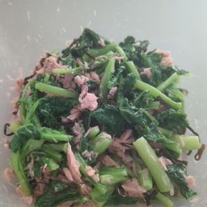 1307341の作ってみた!投稿(やみつき副菜♪『ツナ塩昆布 de 無限菜の花』【#作り置き】)
