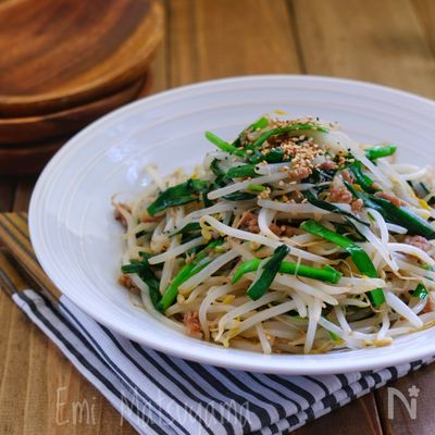 やみつき＊ニラもやしのひき肉和え＊少ないお肉でも大満足！