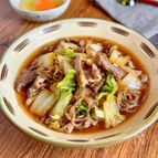 ほっと温まる♪つゆだく【牛こまと白菜のすき煮風】