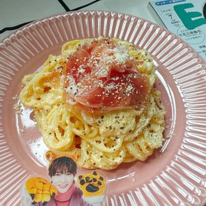 しめかずの作ってみた!投稿(ヘルシー*冷製カルボナーラ(生クリーム&牛乳不使用))