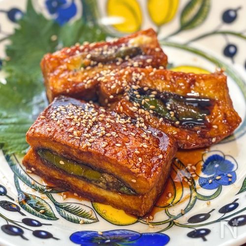 カリッとろ〜り！厚揚げの大葉チーズサンド🧀