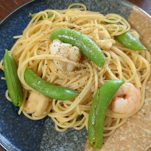 1234876の作ってみた!投稿(ランチにパパッと♪【スナップエンドウとエビのパスタ】)