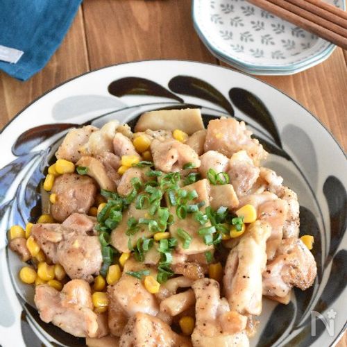 【鶏もも肉ときのこのバターポン酢ソテー】さっぱり!こくうま!