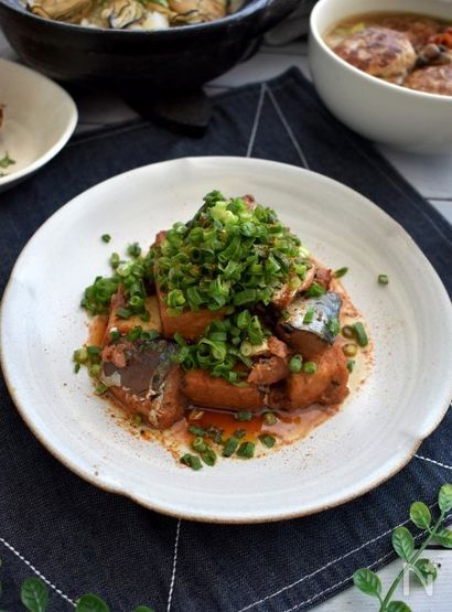 ねぎだくで～厚揚げとさば味噌煮缶の炒め煮