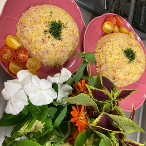 そら・ゆずの作ってみた!投稿(【卵とハムのチャーハン】冷蔵庫によくある材料で♪)