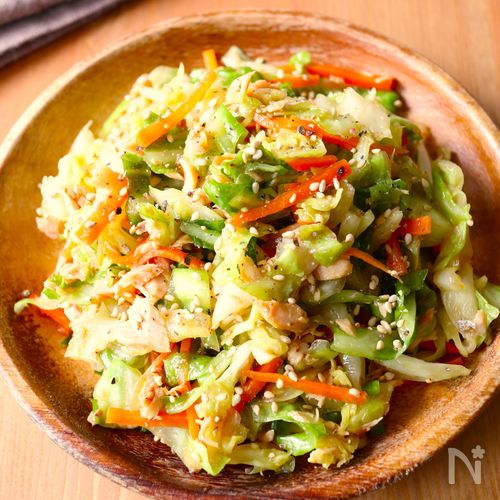 5分で完成！【キャベツの中華風ツナサラダ】胡麻油香る♩