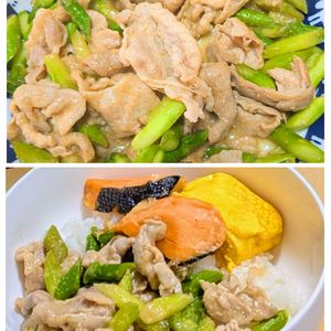 しゃきぴよラブの作ってみた!投稿(豚とアスパラのスタミナ味噌炒め【#作り置き#お弁当】)