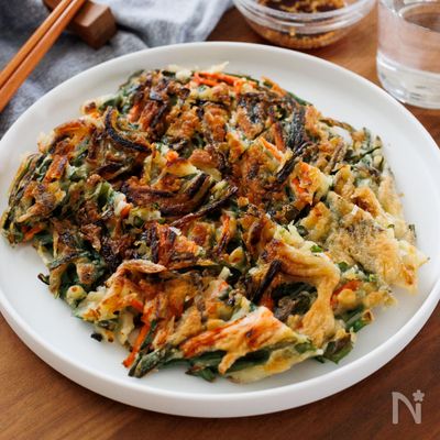 『ニラたっぷり！野菜チヂミ』簡単☆カリッと美味！子供も喜ぶ♡