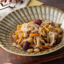 レンジで作る!豚バラと豆の切り干し大根煮