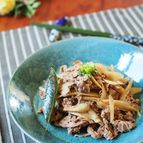 ローリエが隠し味。牛肉とごぼうの炒め煮