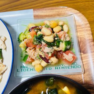 んご!の作ってみた!投稿(栄養満点!混ぜるだけ♪【きゅうりとトマトとお豆のツナサラダ】)
