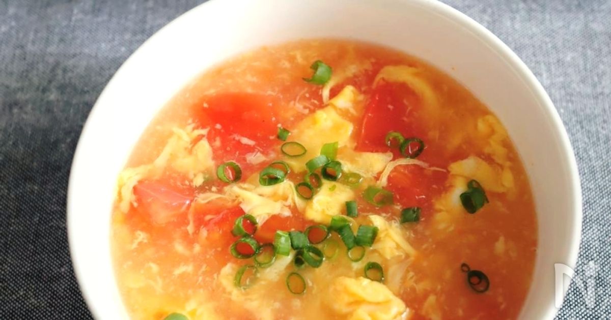 ＼トマトとふわふわ卵の中華スープ／誰でも失敗なし！