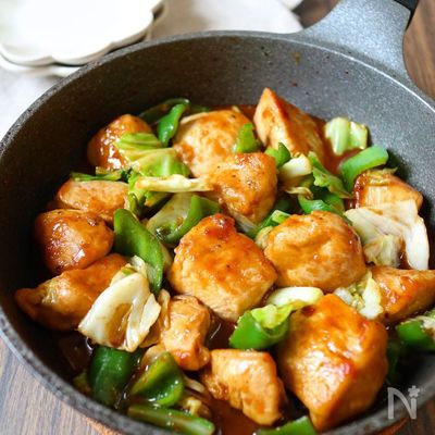 ワンパン10分!【鶏むね肉で回鍋肉風】濃厚味噌味♩