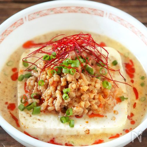 夏の【冷やし担々豆腐】包丁まな板いらずのおつまみ奴