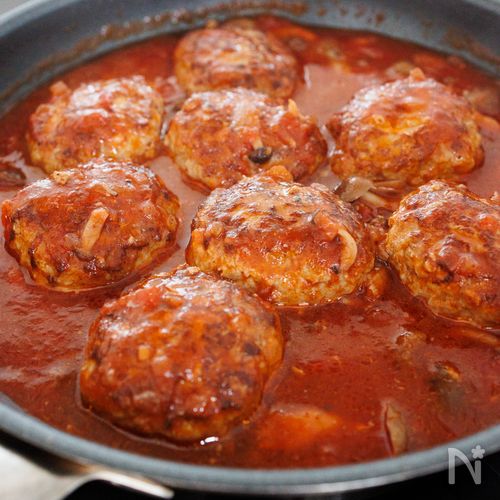 『デミ風トマト煮込みハンバーグ』フライパン１つ！子供が喜ぶ☆