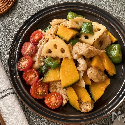 レンジで簡単【鶏とかぼちゃの甘辛照り炒め風】ご飯が進む♡