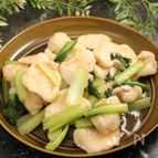 水晶鶏と小松菜のゆず胡椒炒め