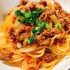 甘味好きのたぬきの作ってみた!投稿(トマト缶不要《ネギまみれ♡和風なミートソースパスタ》)