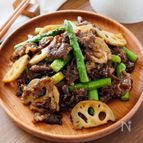 『牛肉とアスパラとれんこんの中華炒め』食感楽しむ♡春おかず♪