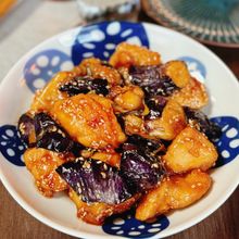 【鶏肉と茄子の甘酢】鶏むね肉でお手軽♪