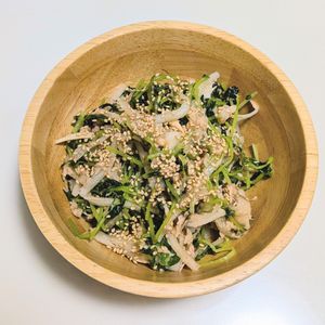 ごんべすの作ってみた!投稿(マヨなしヘルシーやみつき♡豆苗と大根の梅ツナ塩昆布サラダ)