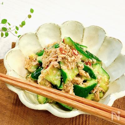 【5分で完成】包丁不用!和えるだけ♡やみつきツナきゅうり