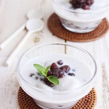甘さ控えめ!ココナッツミルクと豆乳の冷やし白玉ぜんざい